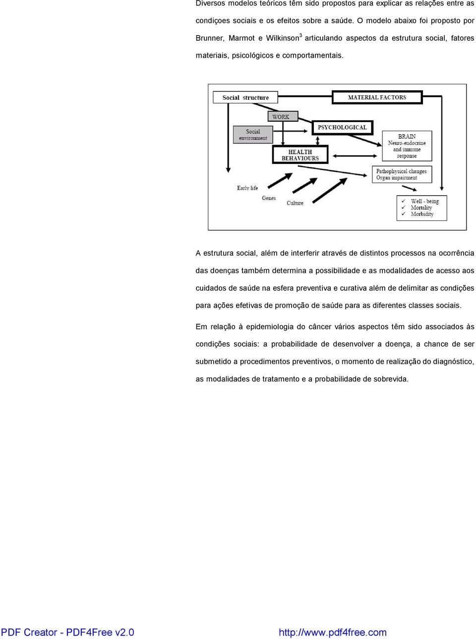 A estrutura social, além de interferir através de distintos processos na ocorrência das doenças também determina a possibilidade e as modalidades de acesso aos cuidados de saúde na esfera preventiva