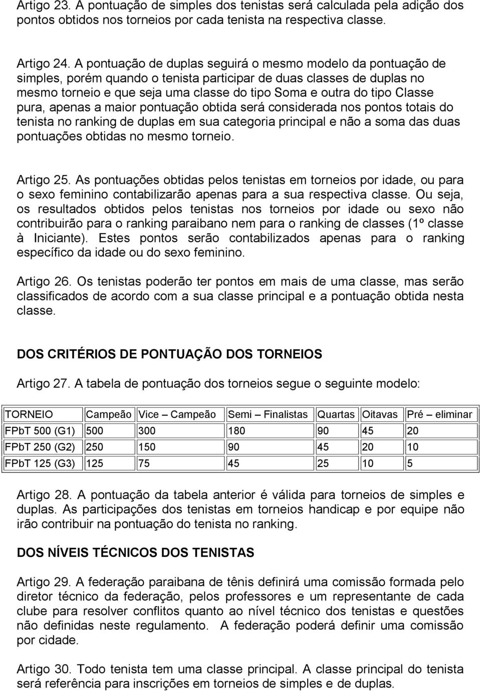 Classe pura, apenas a maior pontuação obtida será considerada nos pontos totais do tenista no ranking de duplas em sua categoria principal e não a soma das duas pontuações obtidas no mesmo torneio.