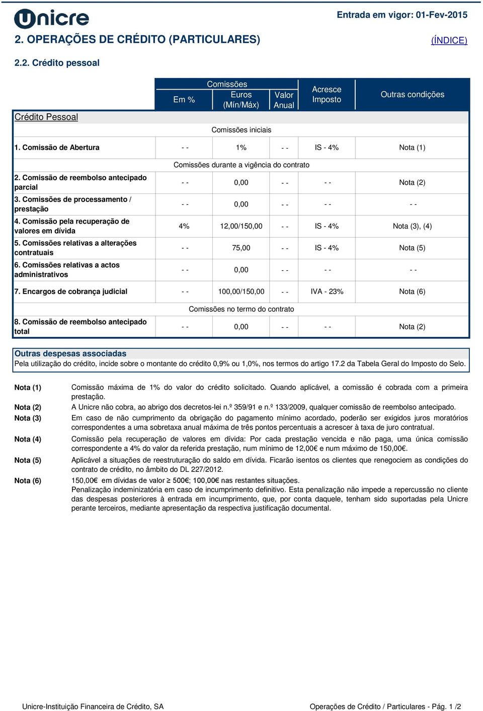 relativas a actos administrativos durante a vigência do contrato 0,00 0,00 12,00/150,00 75,00 0,00 IS - IS -, (4) 7. Encargos de cobrança judicial 100,00/150,00 IVA - 23% 8.