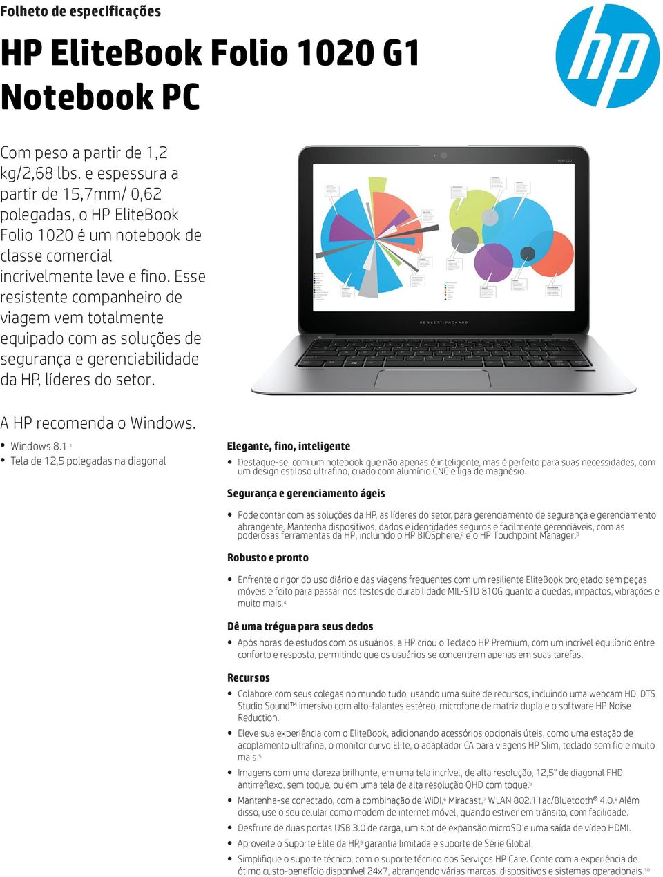 Esse resistente companheiro de viagem vem totalmente equipado com as soluções de segurança e gerenciabilidade da HP, líderes do setor. Windows 8.