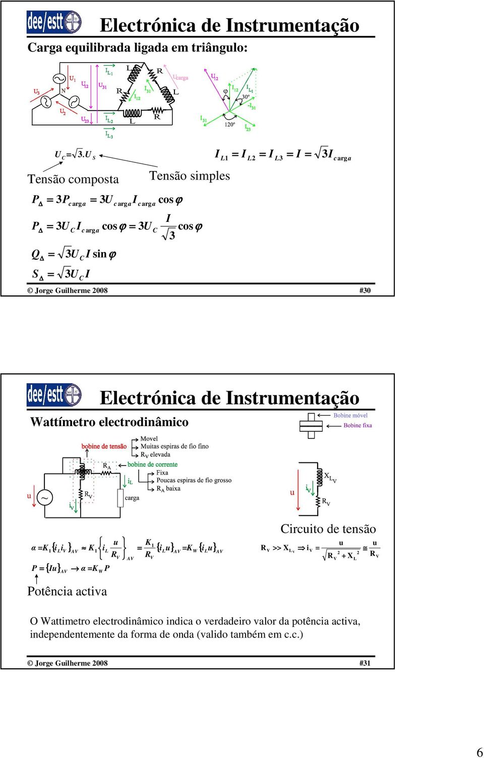 Elecrónica de nsrumenação aímero elecrodinâmico α { i i } i { i u} { i u} { u} α u ircuio de ensão u >> X i +