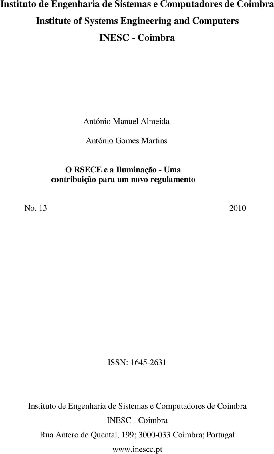 contribuição para um novo regulamento No.