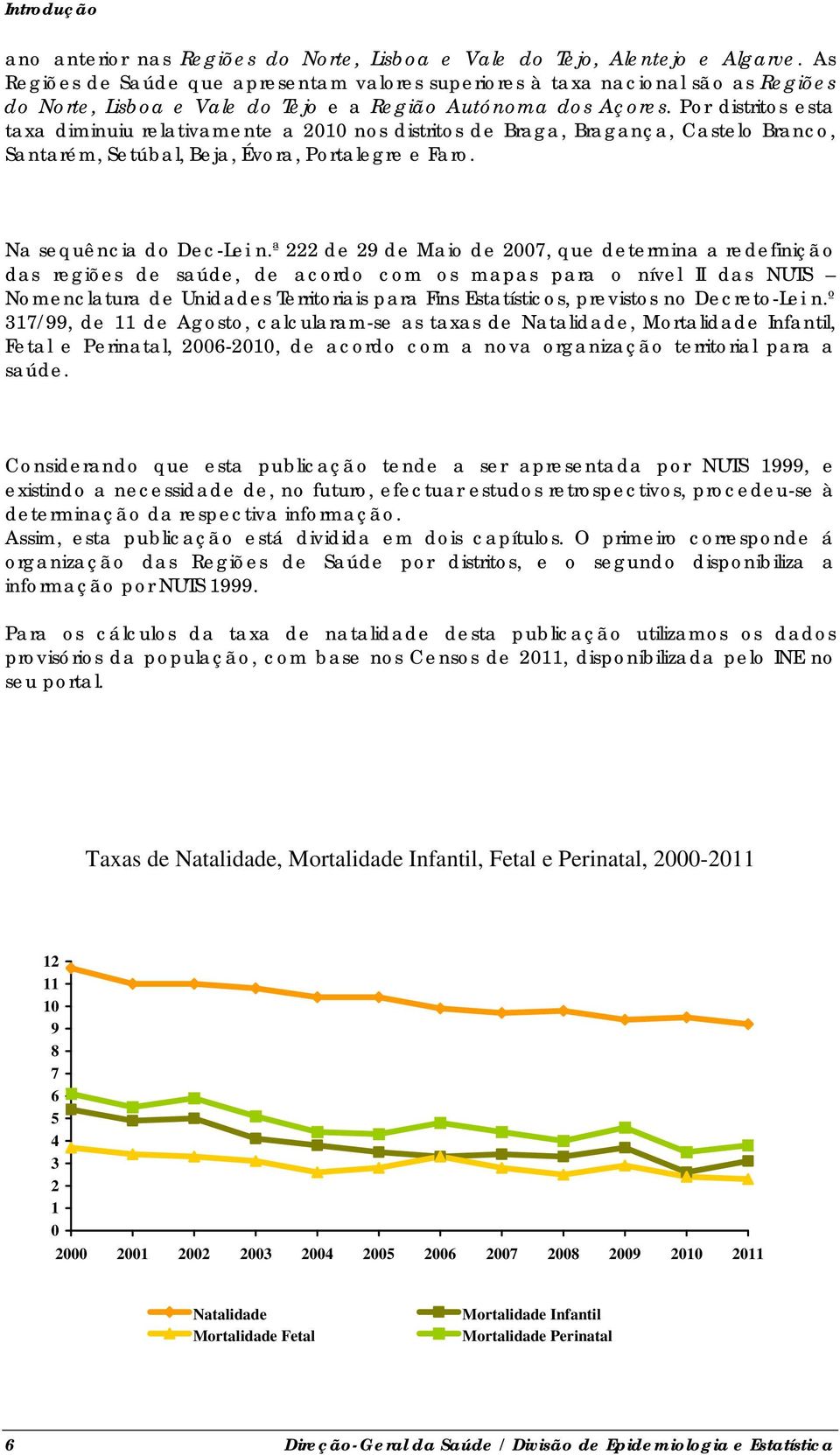 Por distritos esta taxa diminuiu relativamente a 2010 nos distritos de Braga, Bragança, Castelo Branco, Santarém, Setúbal, Beja, Évora, Portalegre e Faro. Na sequência do Dec-Lei n.