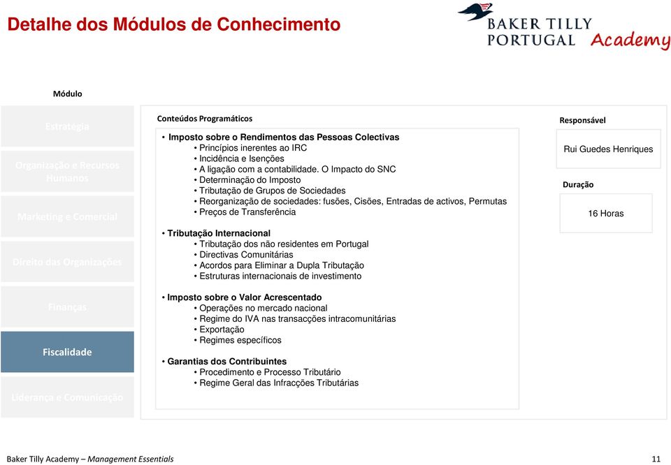 O Impacto do SNC Determinação do Imposto Tributação de Grupos de Sociedades Reorganização de sociedades: fusões, Cisões, Entradas de activos, Permutas Preços de Transferência Tributação Internacional