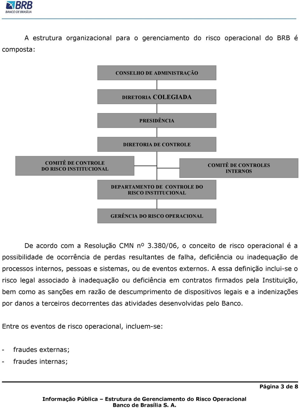 380/06, o conceito de risco operacional é a possibilidade de ocorrência de perdas resultantes de falha, deficiência ou inadequação de processos internos, pessoas e sistemas, ou de eventos externos.