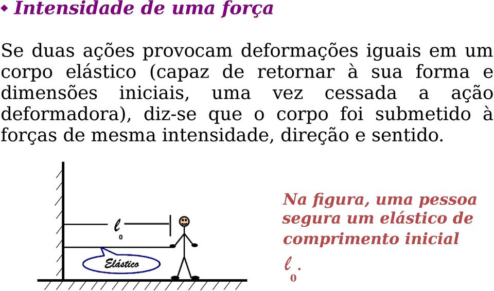 ação deformadora), diz-se que o corpo foi submetido à forças de mesma intensidade,