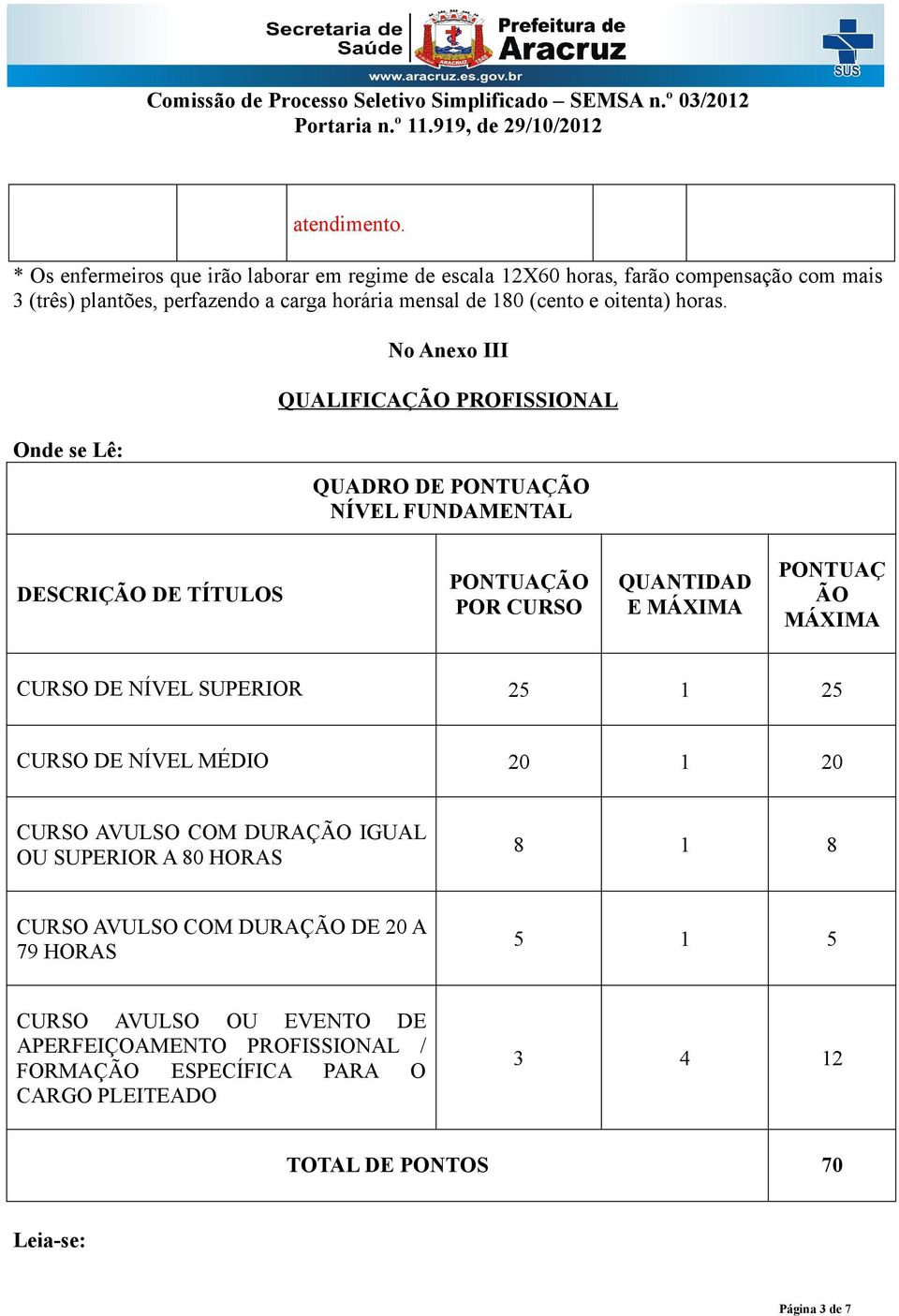 plantões, perfazendo a carga horária mensal de 180 (cento e oitenta) horas.