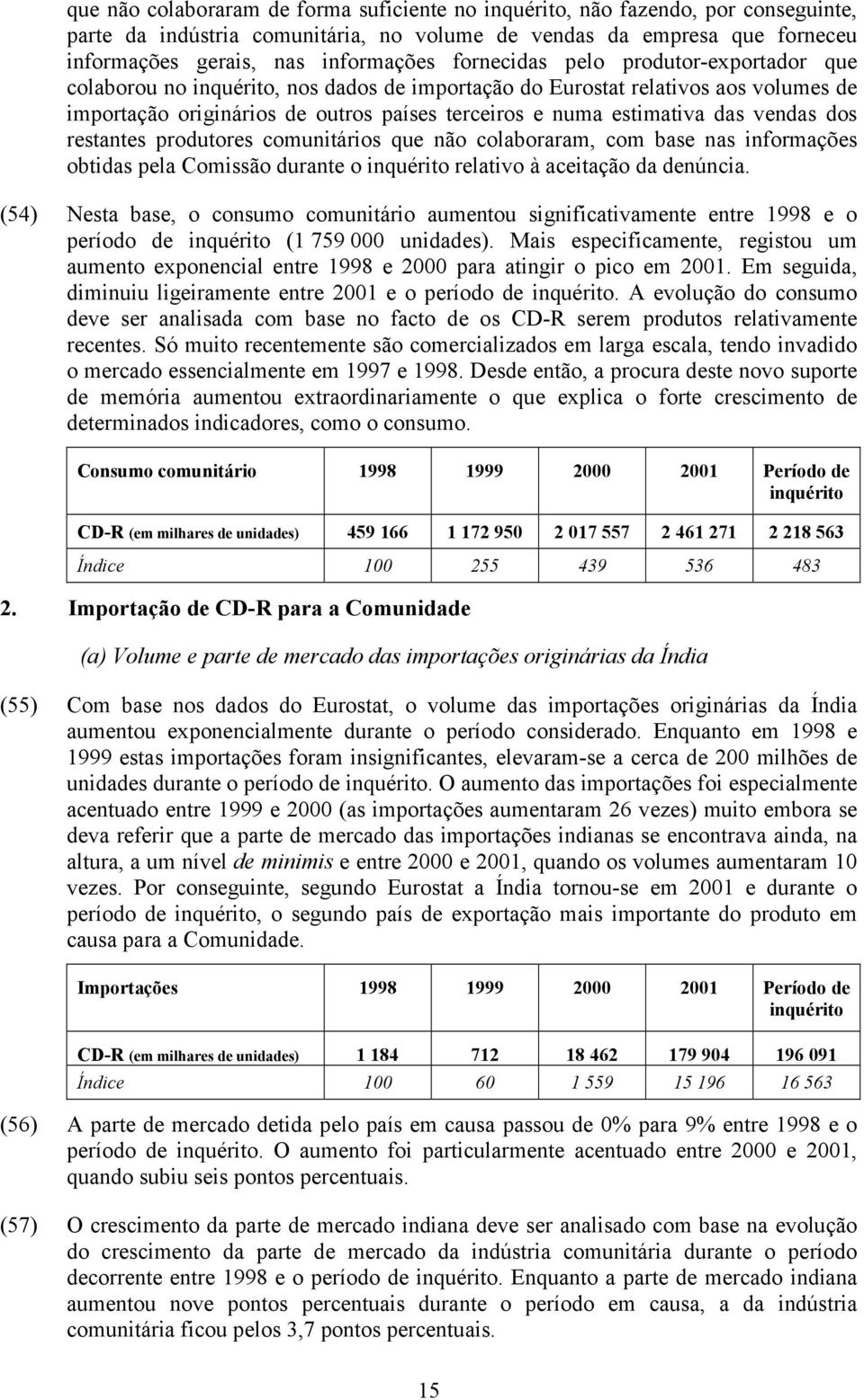 vendas dos restantes produtores comunitários que não colaboraram, com base nas informações obtidas pela Comissão durante o inquérito relativo à aceitação da denúncia.