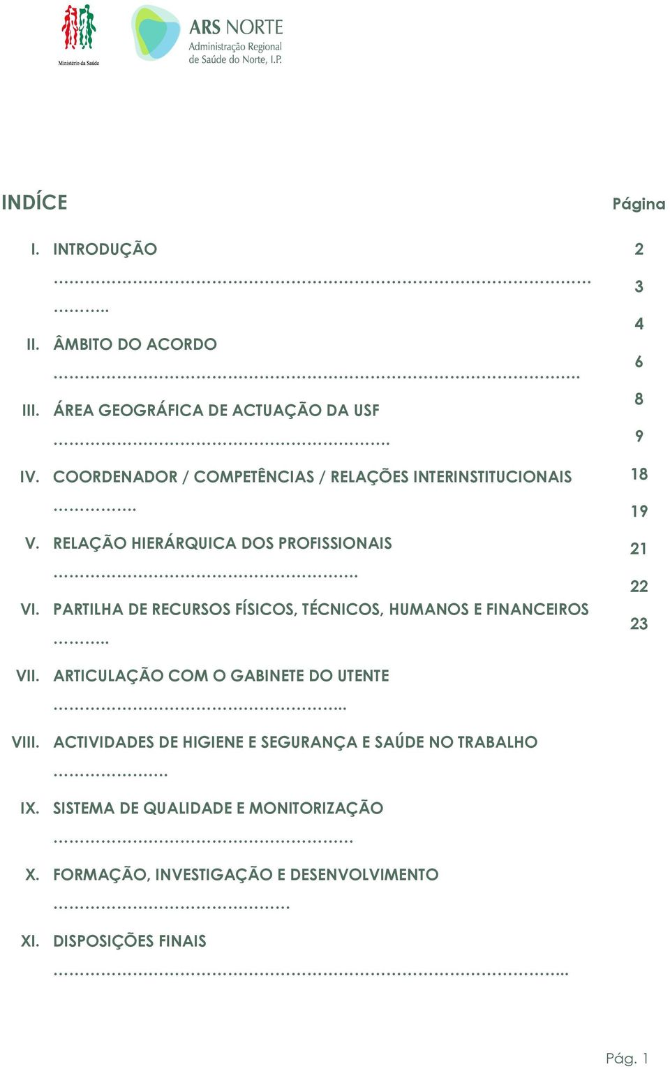 PARTILHA DE RECURSOS FÍSICOS, TÉCNICOS, HUMANOS E FINANCEIROS.. Página 2 3 4 6 8 9 18 19 21 22 23 VII.