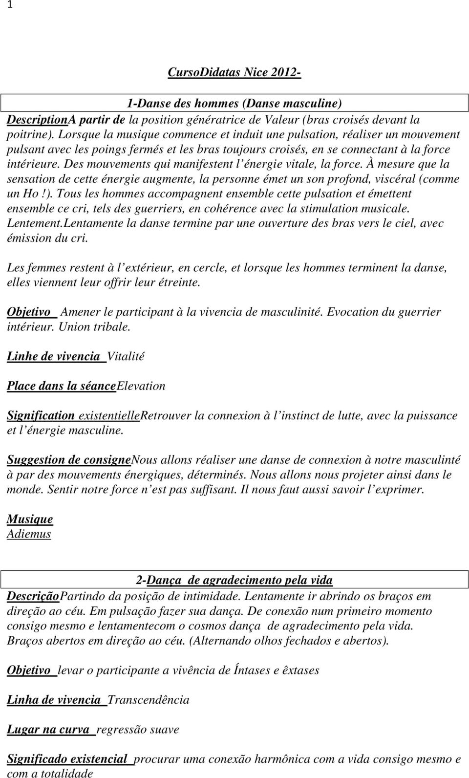 Des mouvements qui manifestent l énergie vitale, la force. À mesure que la sensation de cette énergie augmente, la personne émet un son profond, viscéral (comme un Ho!).