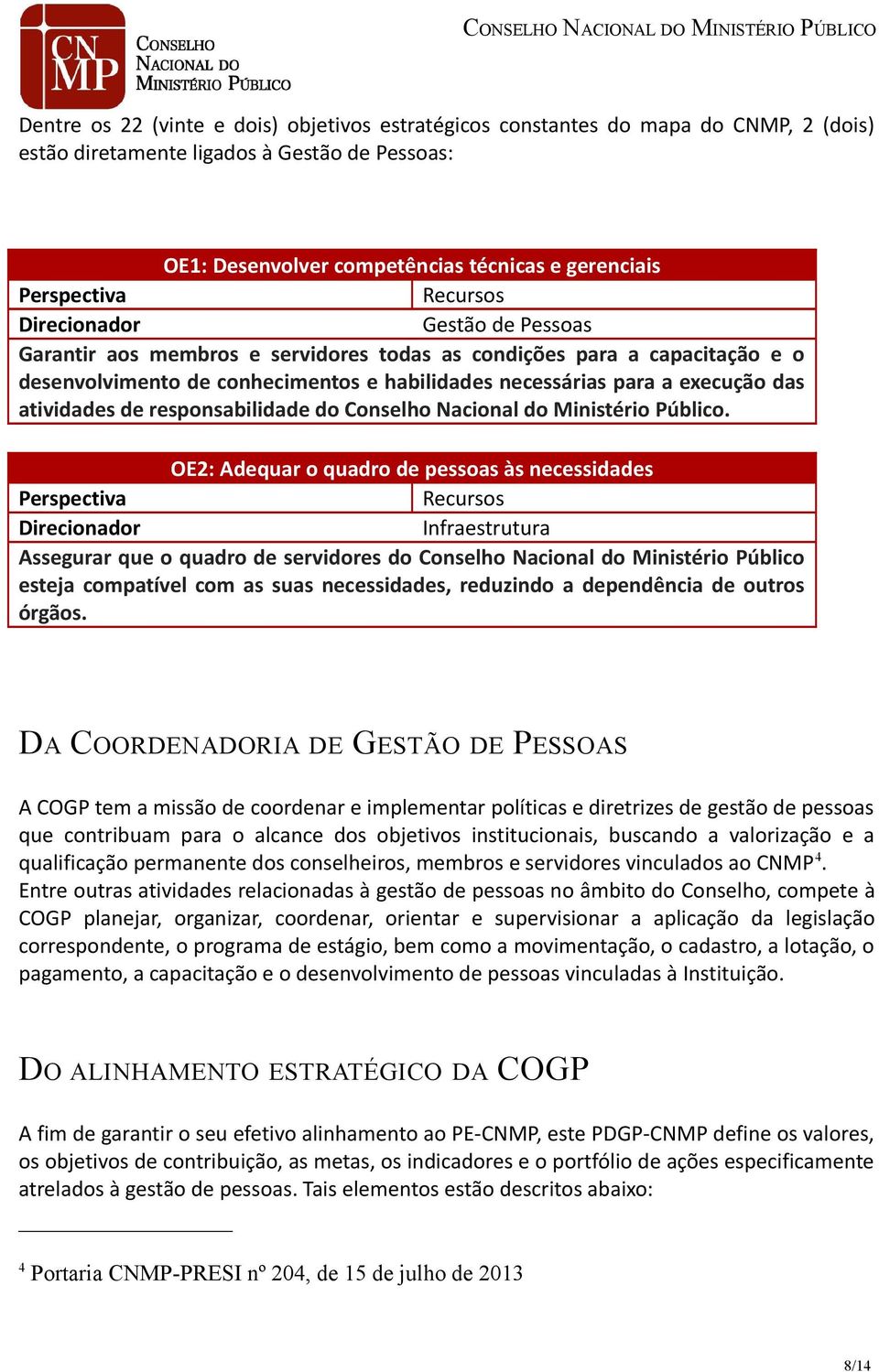 atividades de responsabilidade do Conselho Nacional do Ministério Público.