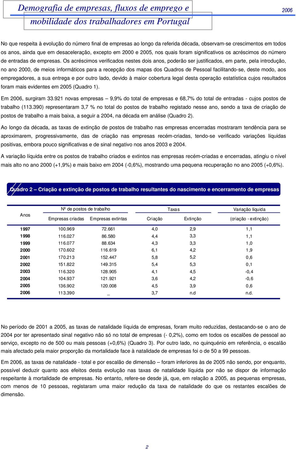 Os acréscimos verificados nestes dois anos, poderão ser justificados, em parte, pela introdução, no ano 2000, de meios informáticos para a recepção dos mapas dos Quadros de Pessoal facilitando-se,