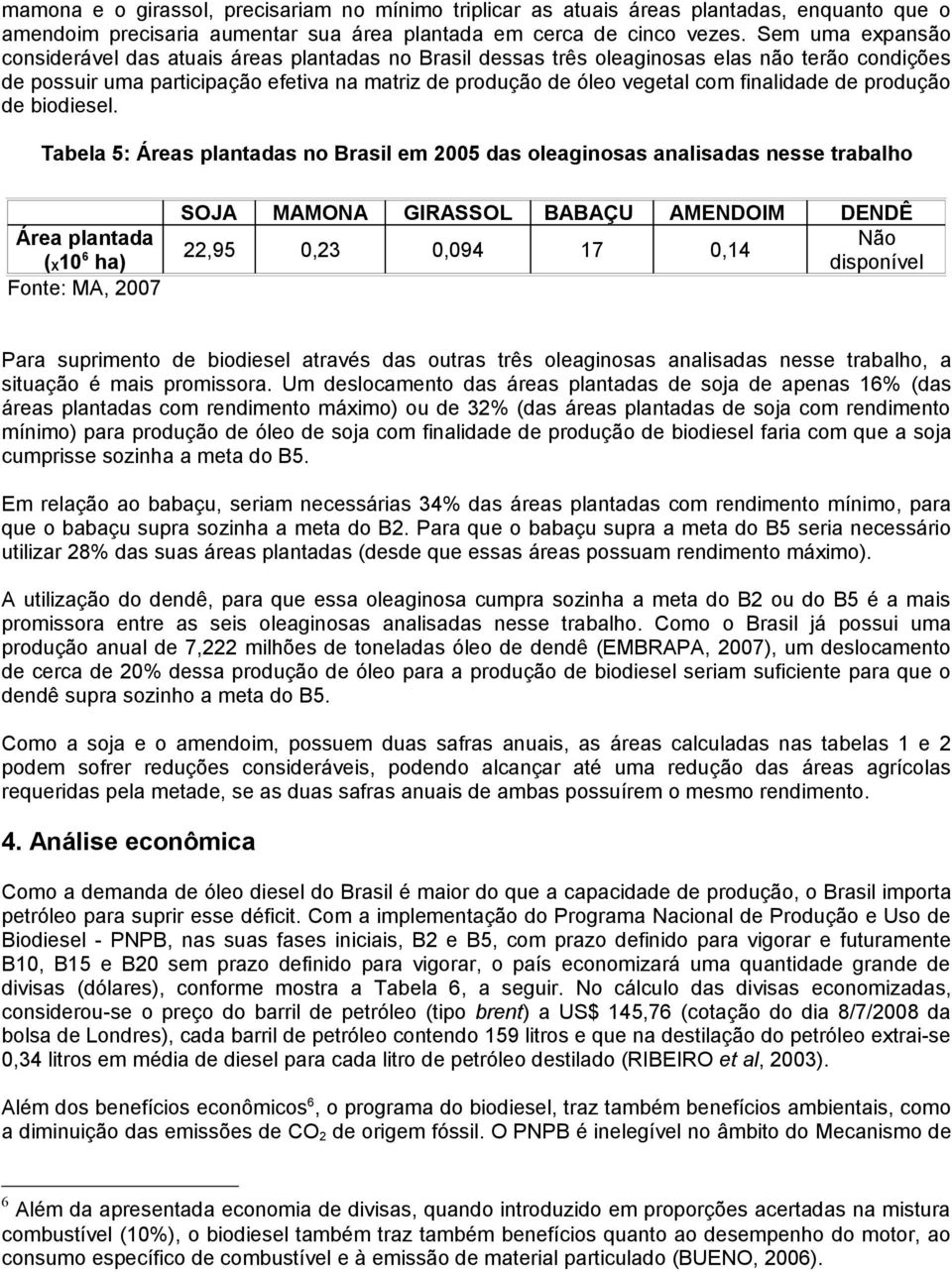 finalidade de produção de biodiesel.