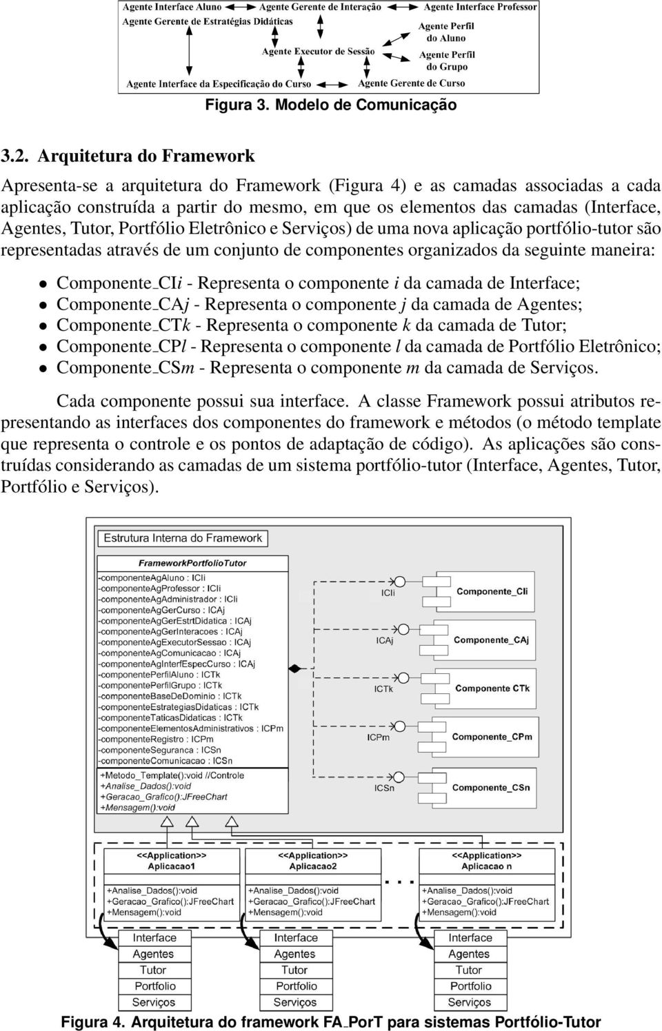 Tutor, Portfólio Eletrônico e Serviços) de uma nova aplicação portfólio-tutor são representadas através de um conjunto de componentes organizados da seguinte maneira: Componente CIi - Representa o