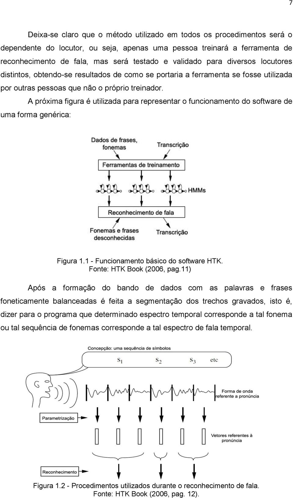 A próxima figura é utilizada para representar o funcionamento do software de uma forma genérica: Figura 1.1 - Funcionamento básico do software HTK. Fonte: HTK Book (2006, pag.