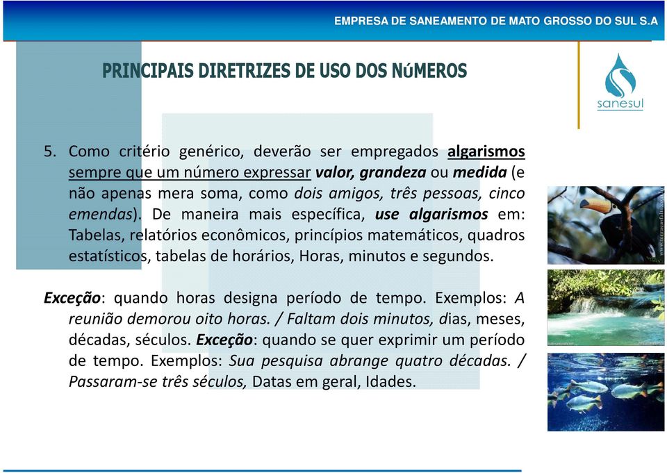 De maneira mais específica, use algarismos em: Tabelas, relatórios econômicos, princípios matemáticos, quadros estatísticos, tabelas de horários, Horas, minutos e