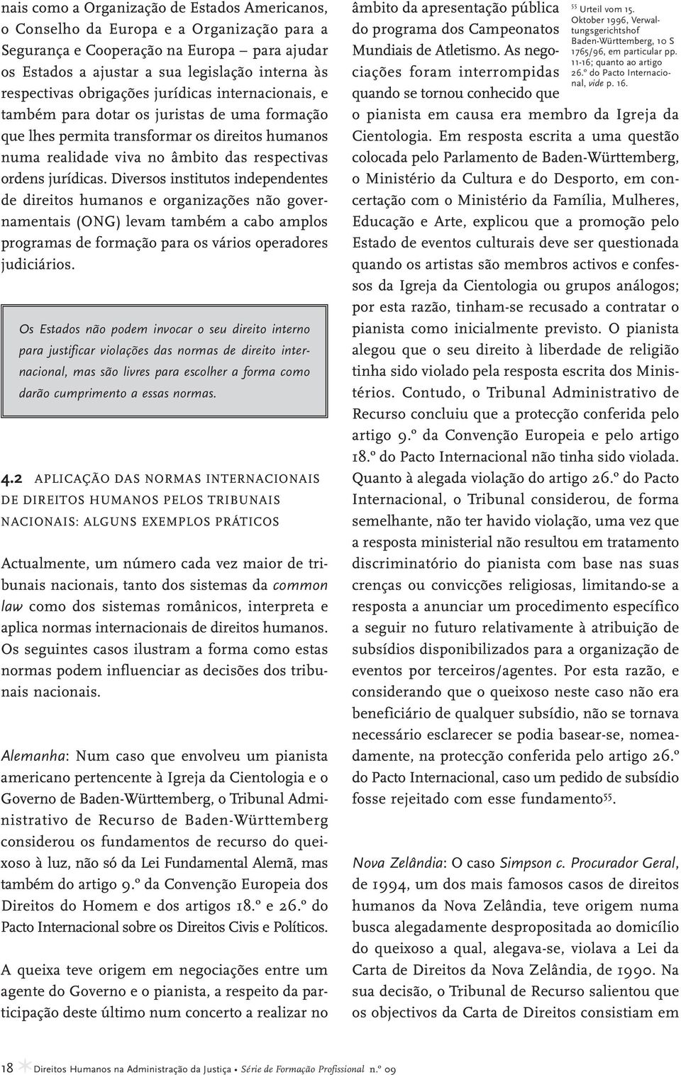 Diversos institutos independentes de direitos humanos e organizações não governamentais (ONG) levam também a cabo amplos programas de formação para os vários operadores judiciários.