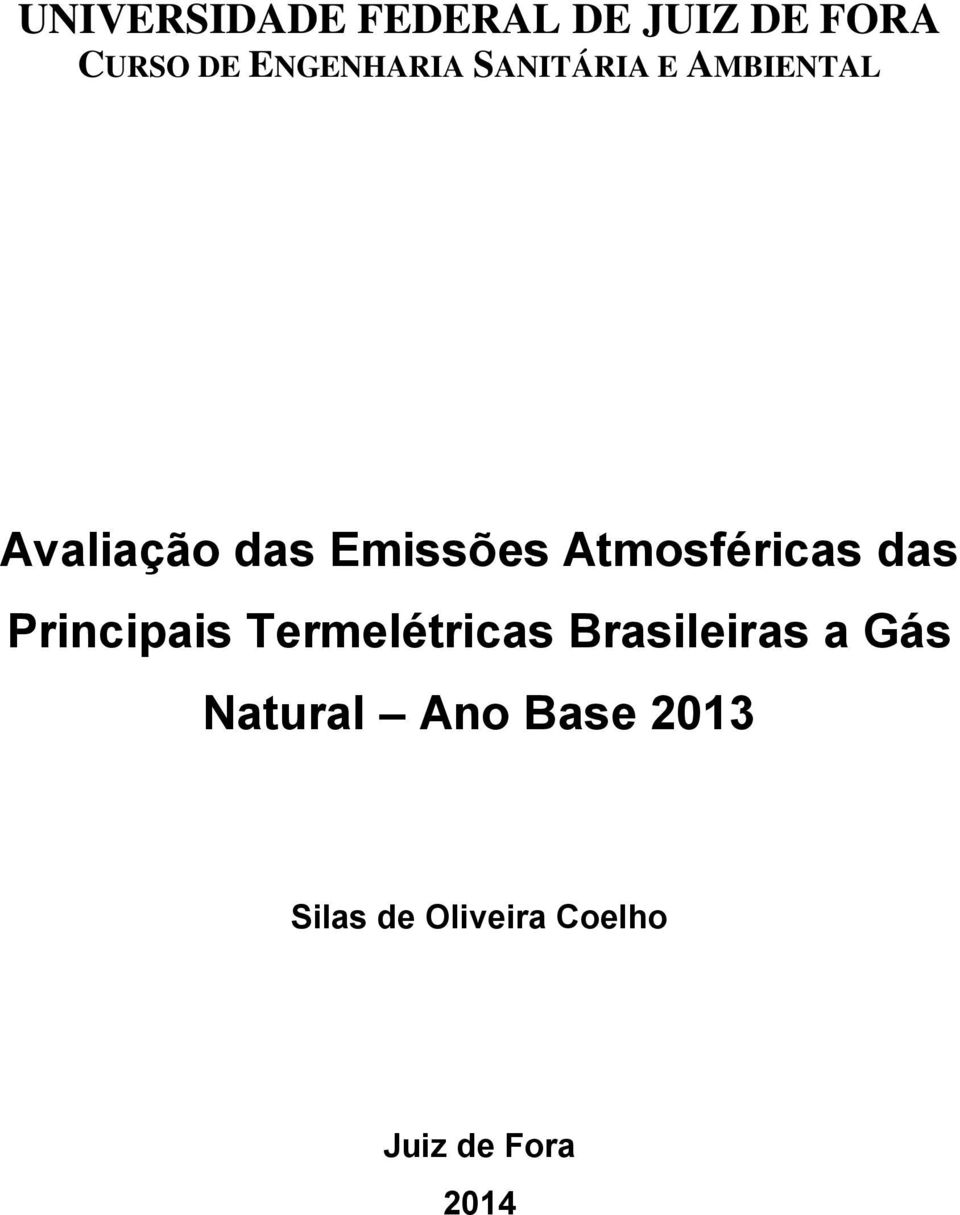 Atmosféricas das Principais Termelétricas Brasileiras a