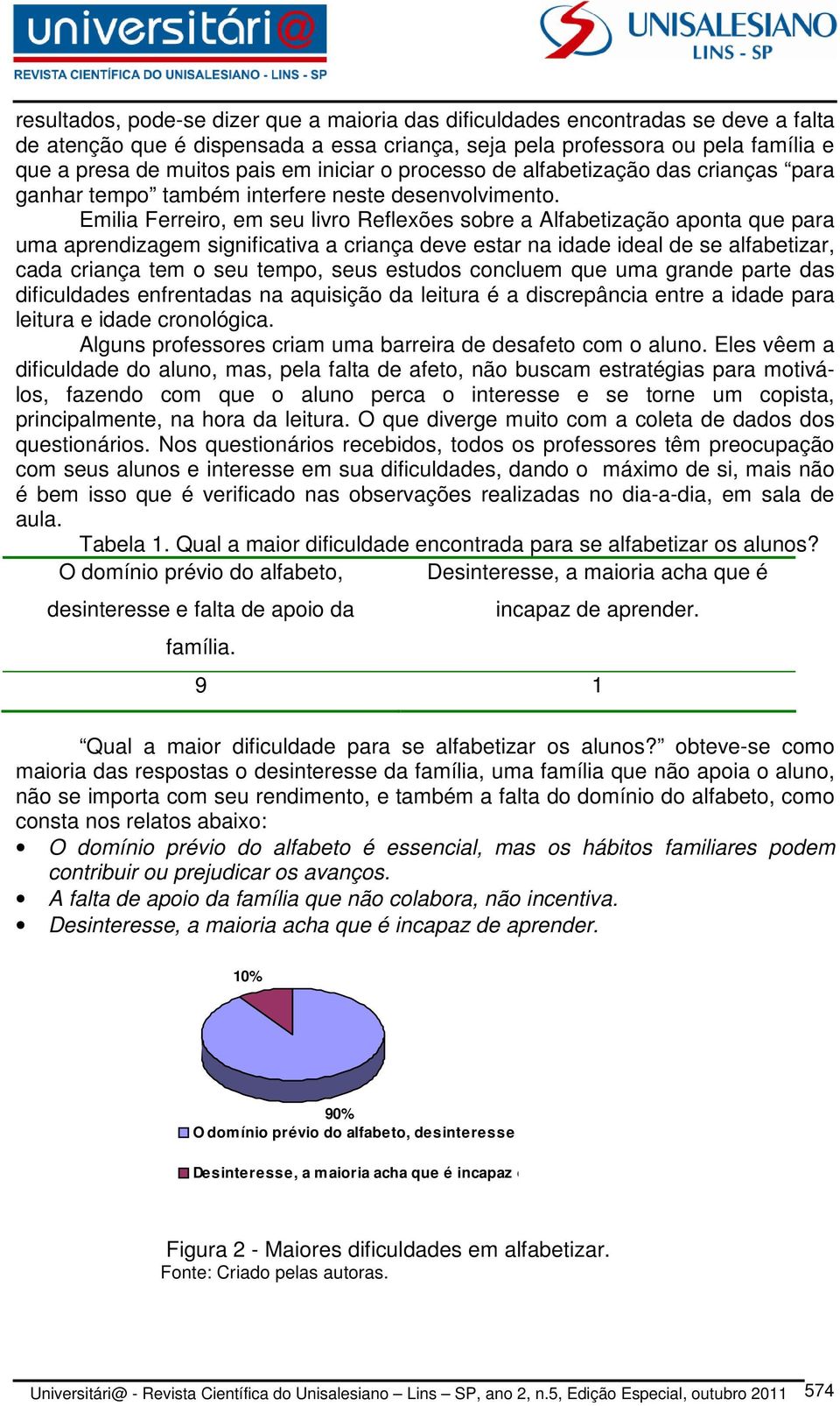 Emilia Ferreiro, em seu livro Reflexões sobre a Alfabetização aponta que para uma aprendizagem significativa a criança deve estar na idade ideal de se alfabetizar, cada criança tem o seu tempo, seus