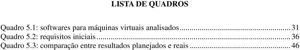 analisados... 31 Quadro 5.