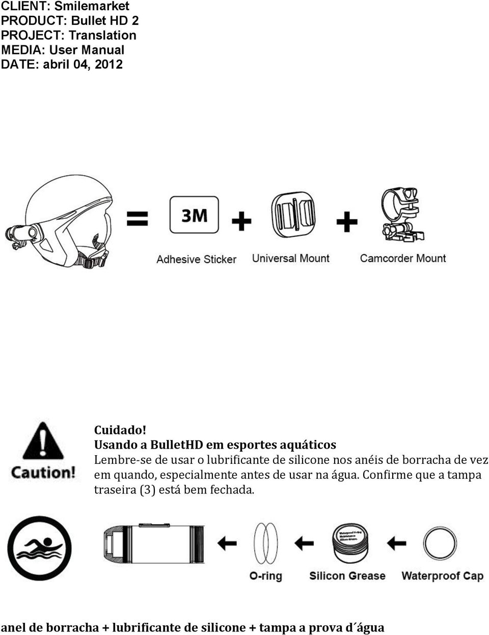 de silicone nos anéis de borracha de vez em quando, especialmente antes