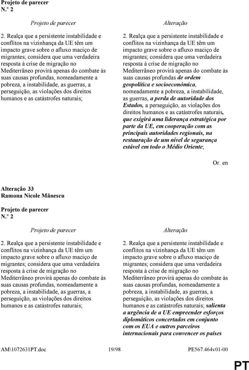 Mediterrâneo provirá apenas do combate às suas causas profundas, nomeadamente a pobreza, a instabilidade, as guerras, a perseguição, as violações dos direitos humanos e as catástrofes naturais; 2.