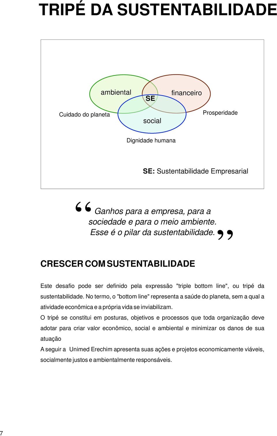 No termo, o "bottom line" representa a saúde do planeta, sem a qual a atividade econômica e a própria vida se inviabilizam.