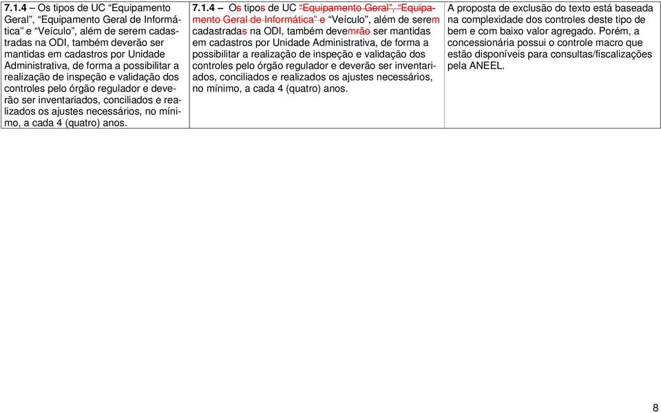 1.4 Os tipos de UC Equipamento Geral, Equipamento Geral de Informática e Veículo, além de serem cadastradas na ODI, também devemrão ser mantidas em cadastros por Unidade Administrativa, de forma a