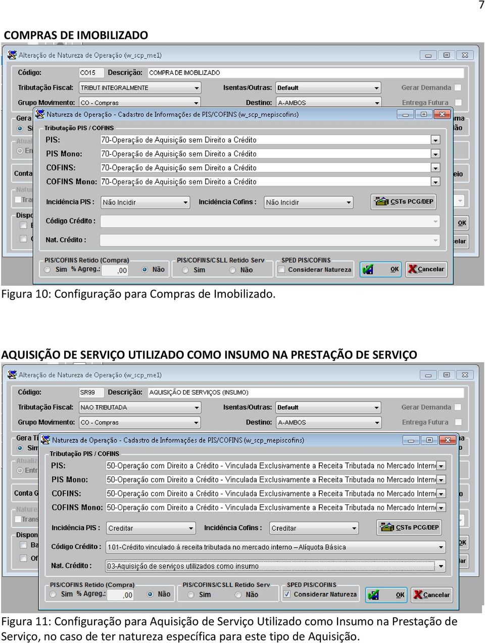 11: Configuração para Aquisição de Serviço Utilizado como Insumo na