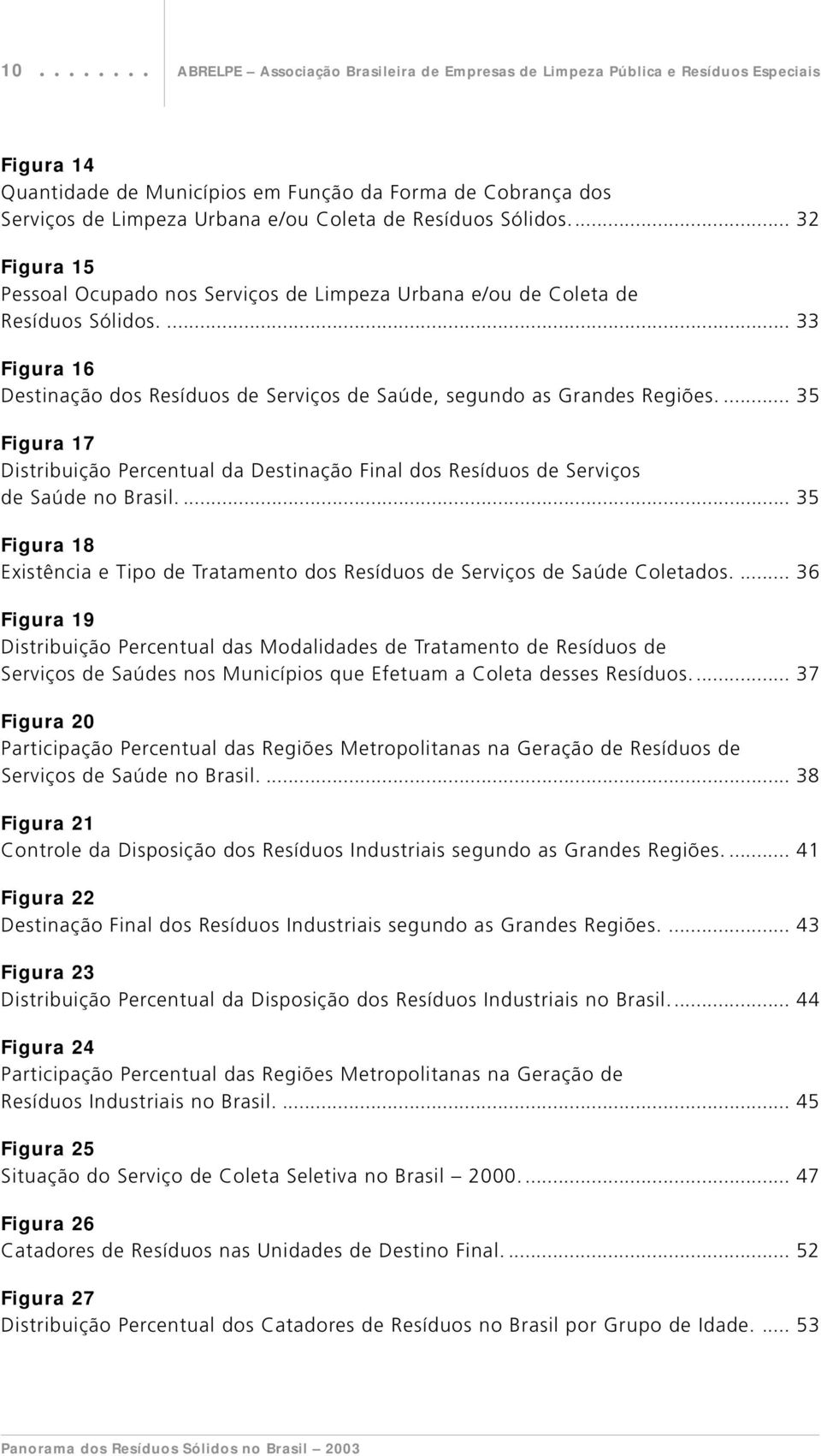 ... 35 Figura 17 Distribuição Percentual da Destinação Final dos Resíduos de Serviços de Saúde no Brasil.... 35 Figura 18 Existência e Tipo de Tratamento dos Resíduos de Serviços de Saúde Coletados.