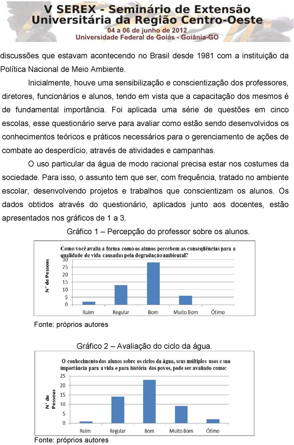 Foi aplicada uma série de questões em cinco escolas, esse questionário serve para avaliar como estão sendo desenvolvidos os conhecimentos teóricos e práticos necessários para o gerenciamento de ações