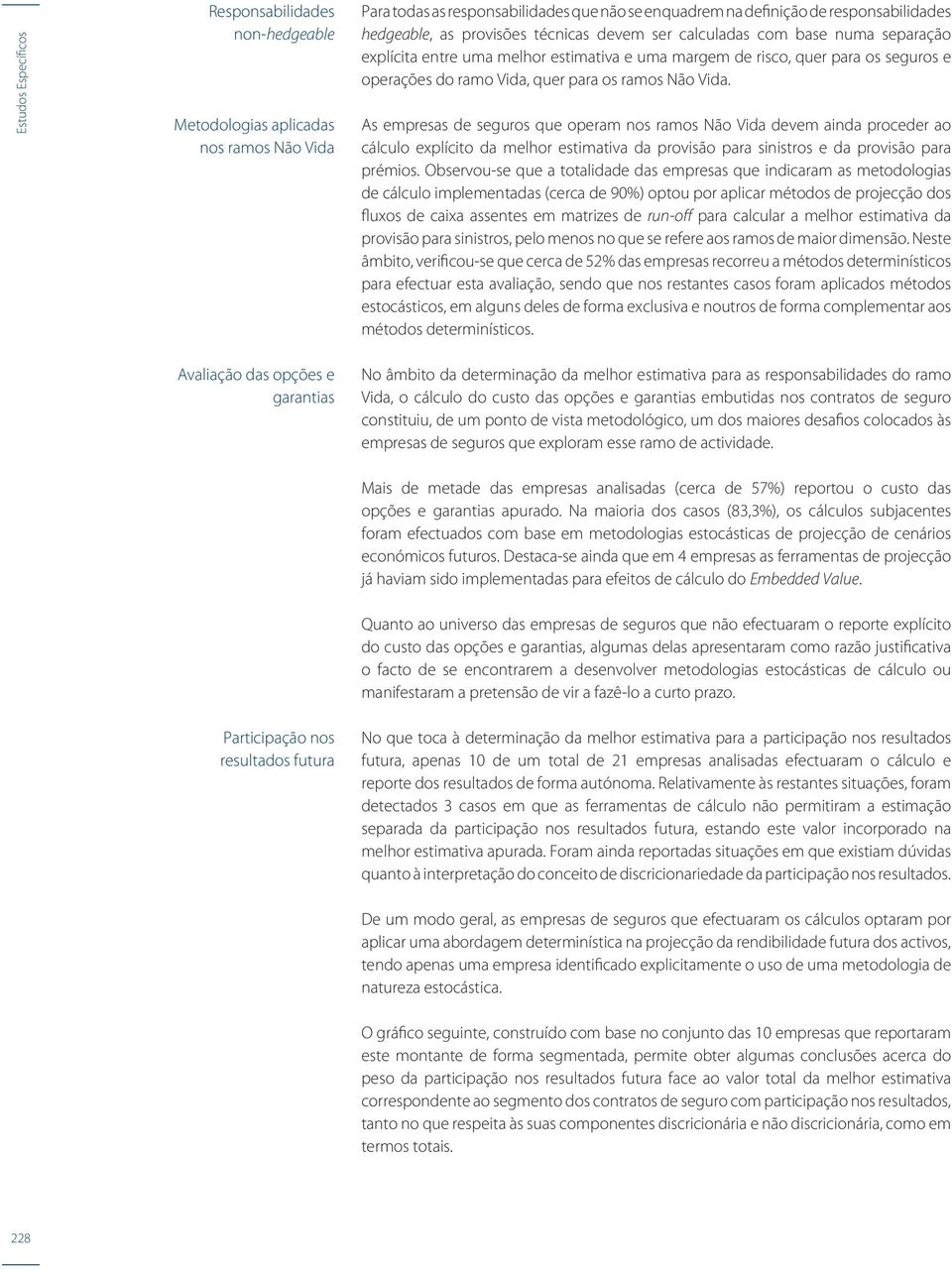 As empresas de seguros que operam nos ramos Não Vida devem ainda proceder ao cálculo explícito da melhor estimativa da provisão para sinistros e da provisão para prémios.