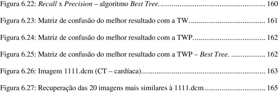 24: Matriz de confusão do melhor resultado com a TWP... 162 Figura 6.