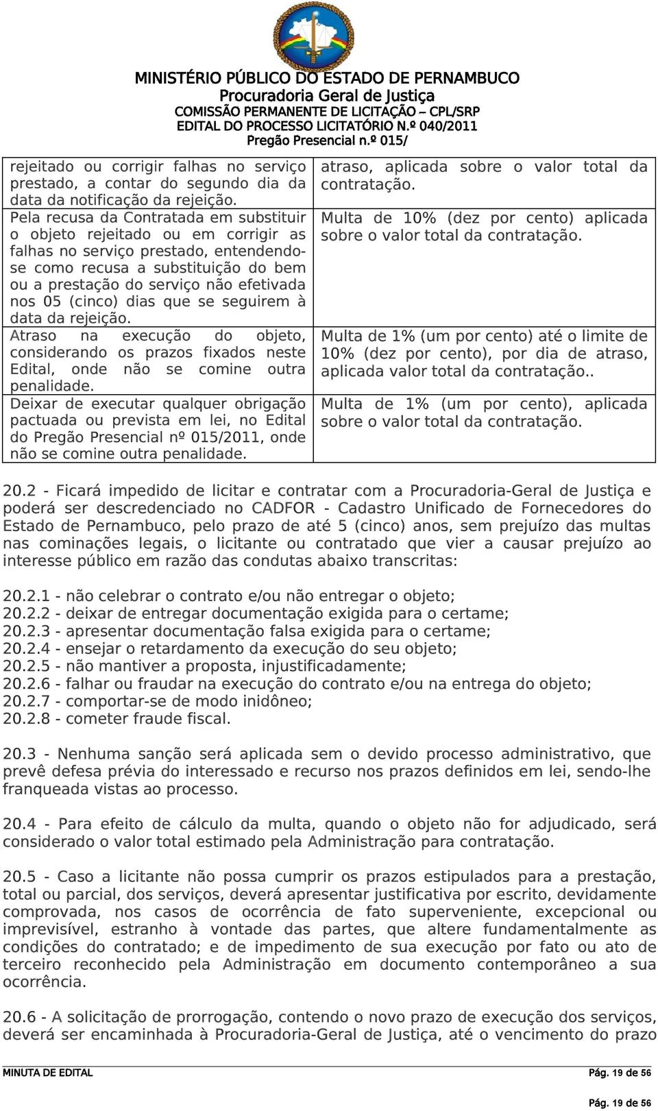 (cinco) dias que se seguirem à data da rejeição. Atraso na execução do objeto, considerando os prazos fixados neste Edital, onde não se comine outra penalidade.