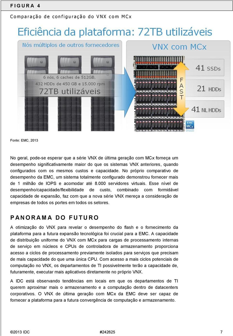 No próprio comparativo de desempenho da EMC, um sistema totalmente configurado demonstrou fornecer mais de 1 milhão de IOPS e acomodar até 8.000 servidores virtuais.