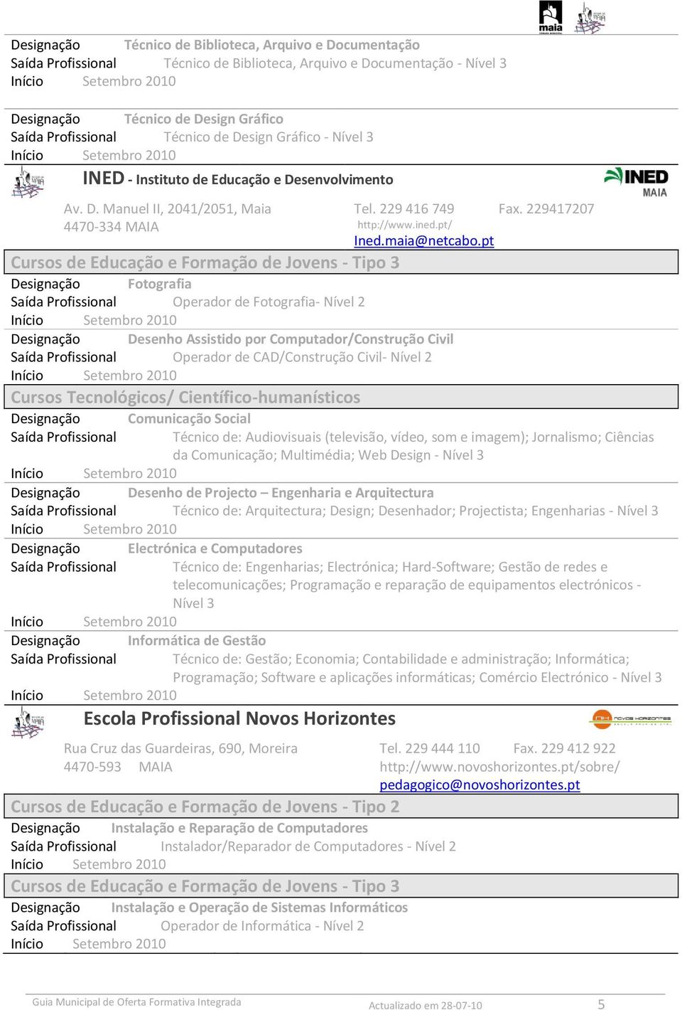 pt Cursos de Educação e Formação de Jovens - Tipo 3 Fotografia Saída Profissional Operador de Fotografia- Nível 2 Desenho Assistido por Computador/Construção Civil Saída Profissional Operador de