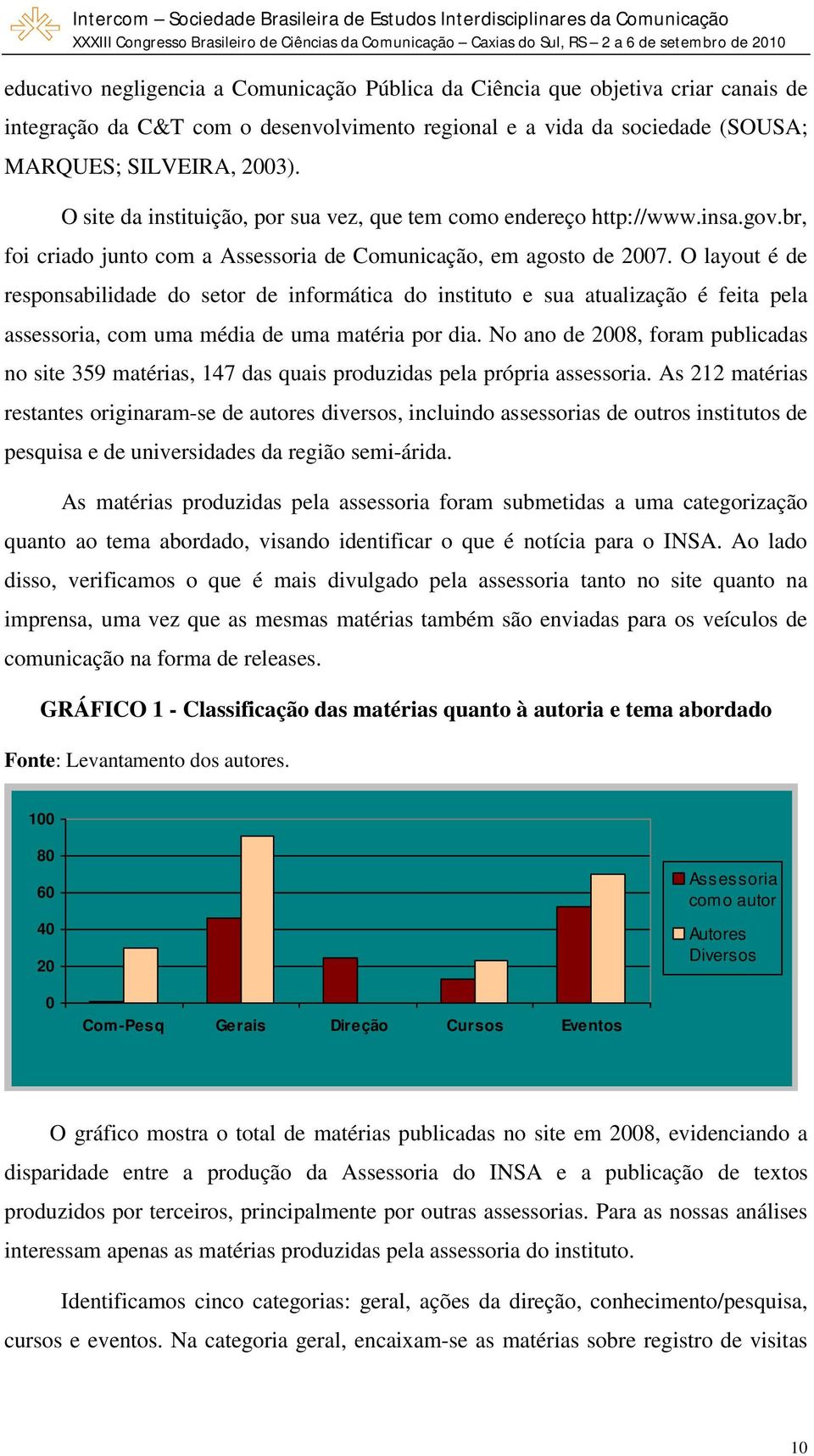 O layout é de responsabilidade do setor de informática do instituto e sua atualização é feita pela assessoria, com uma média de uma matéria por dia.