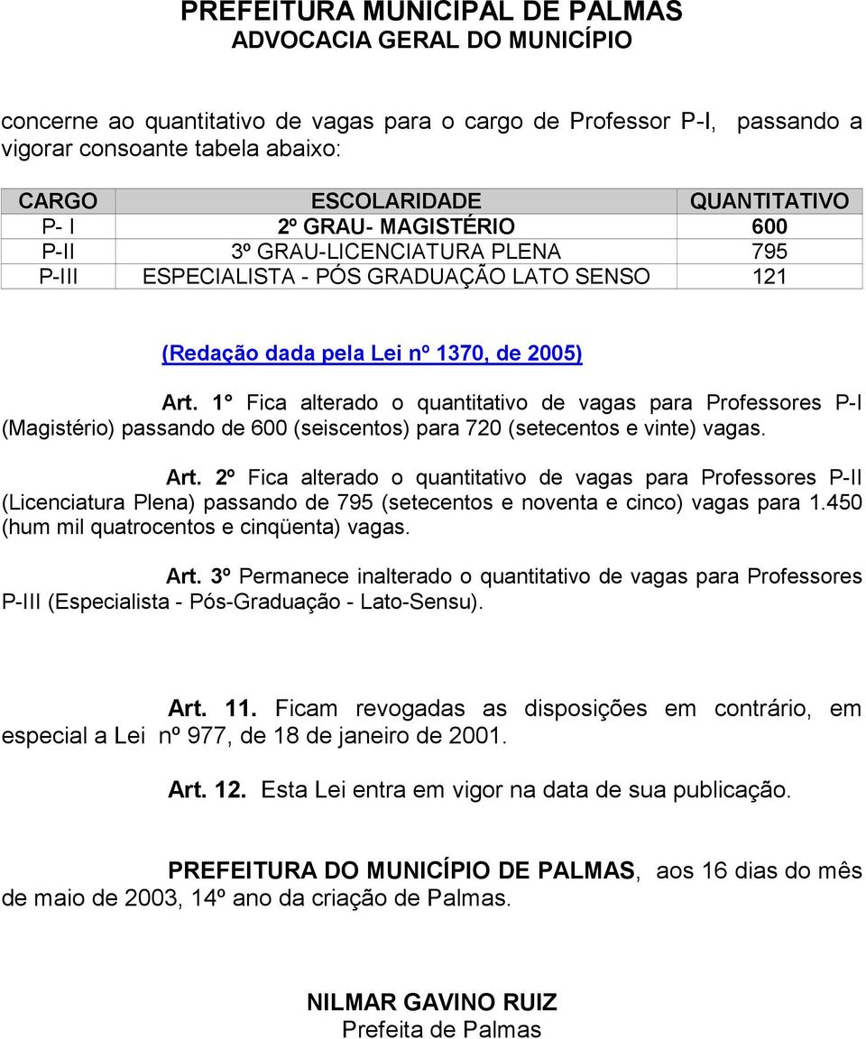 1 Fica alterado o quantitativo de vagas para Professores P-I (Magistério) passando de 600 (seiscentos) para 720 (setecentos e vinte) vagas. Art.