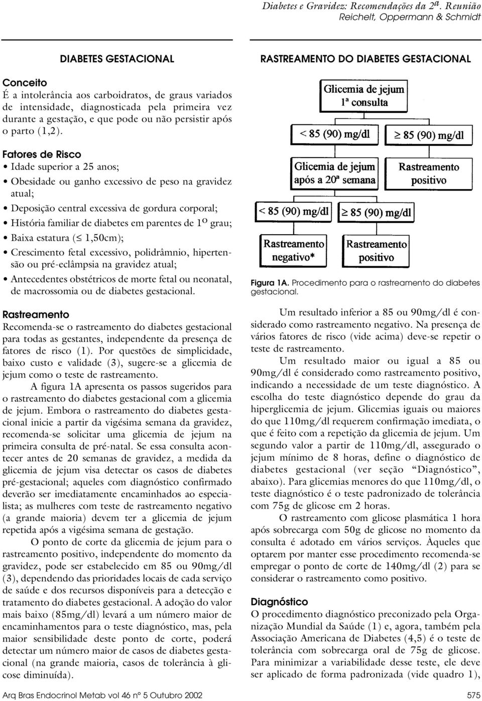 Fatores de Risco Idade superior a 25 anos; Obesidade ou ganho excessivo de peso na gravidez atual; Deposição central excessiva de gordura corporal; História familiar de diabetes em parentes de 1 o