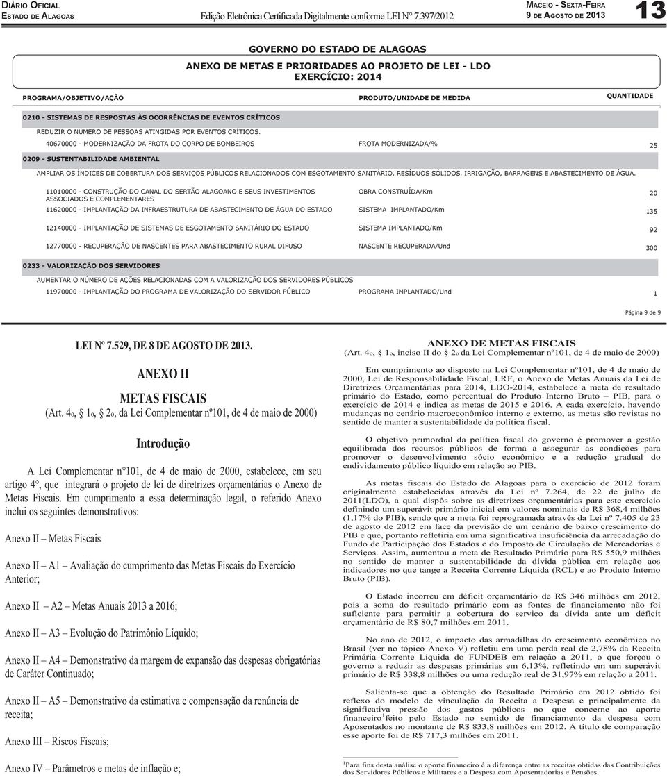 4o, 1o, 2o, da Lei Complementar nº101, de 4 de maio de 2000) Introdução A Lei Complementar n 101, de 4 de maio de 2000, estabelece, em seu artigo 4, que integrará o projeto de lei de diretrizes