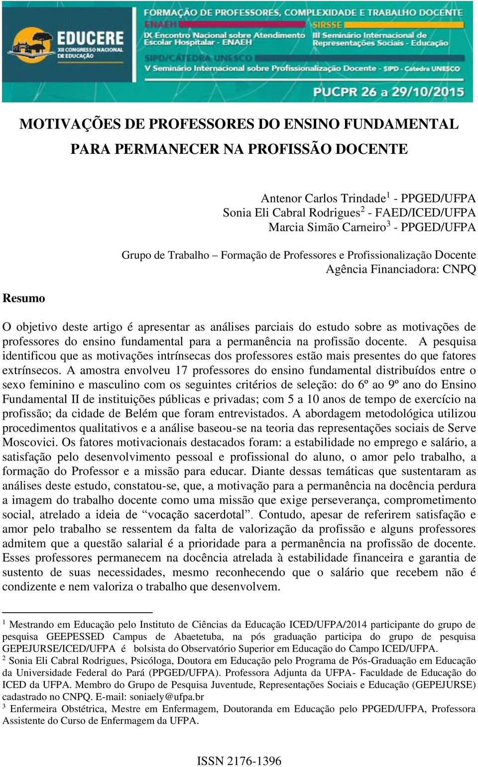 motivações de professores do ensino fundamental para a permanência na profissão docente.