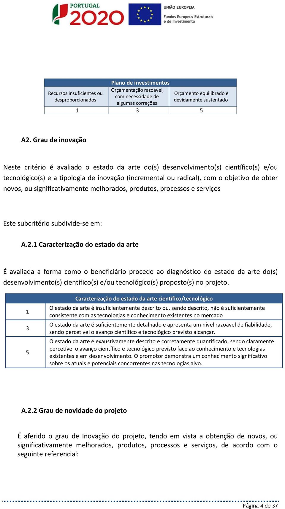 novos, ou significativamente melhorados, produtos, processos e serviços Este subcritério subdivide-se em: A.2.