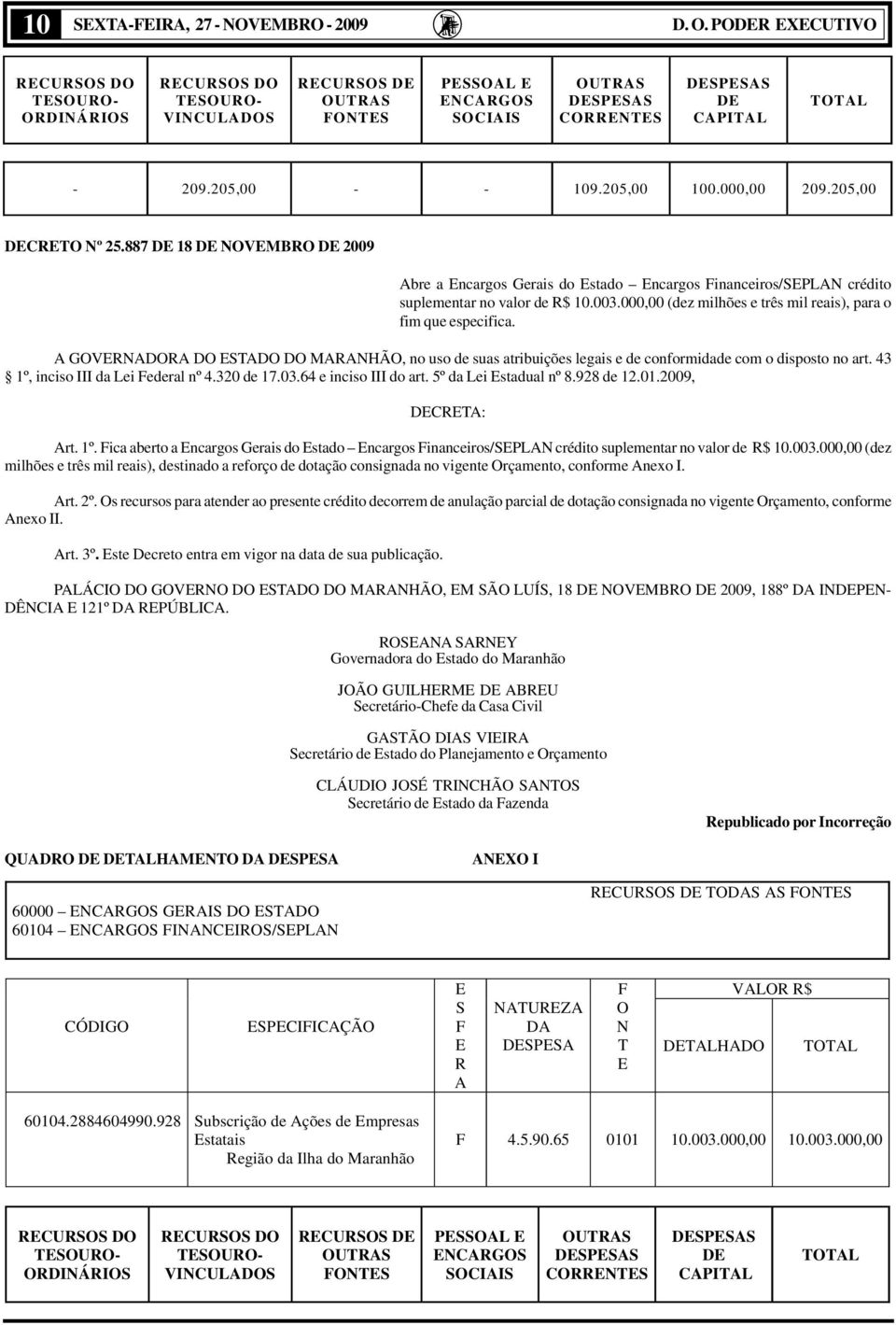 GVD D D D MHÃ, no uso de suas atribuições legais e de conformidade com o disposto no art. 43 1º, inciso III da Lei ederal nº 4.320 de 17.03.64 e inciso III do art. 5º da Lei stadual nº 8.928 de 12.01.