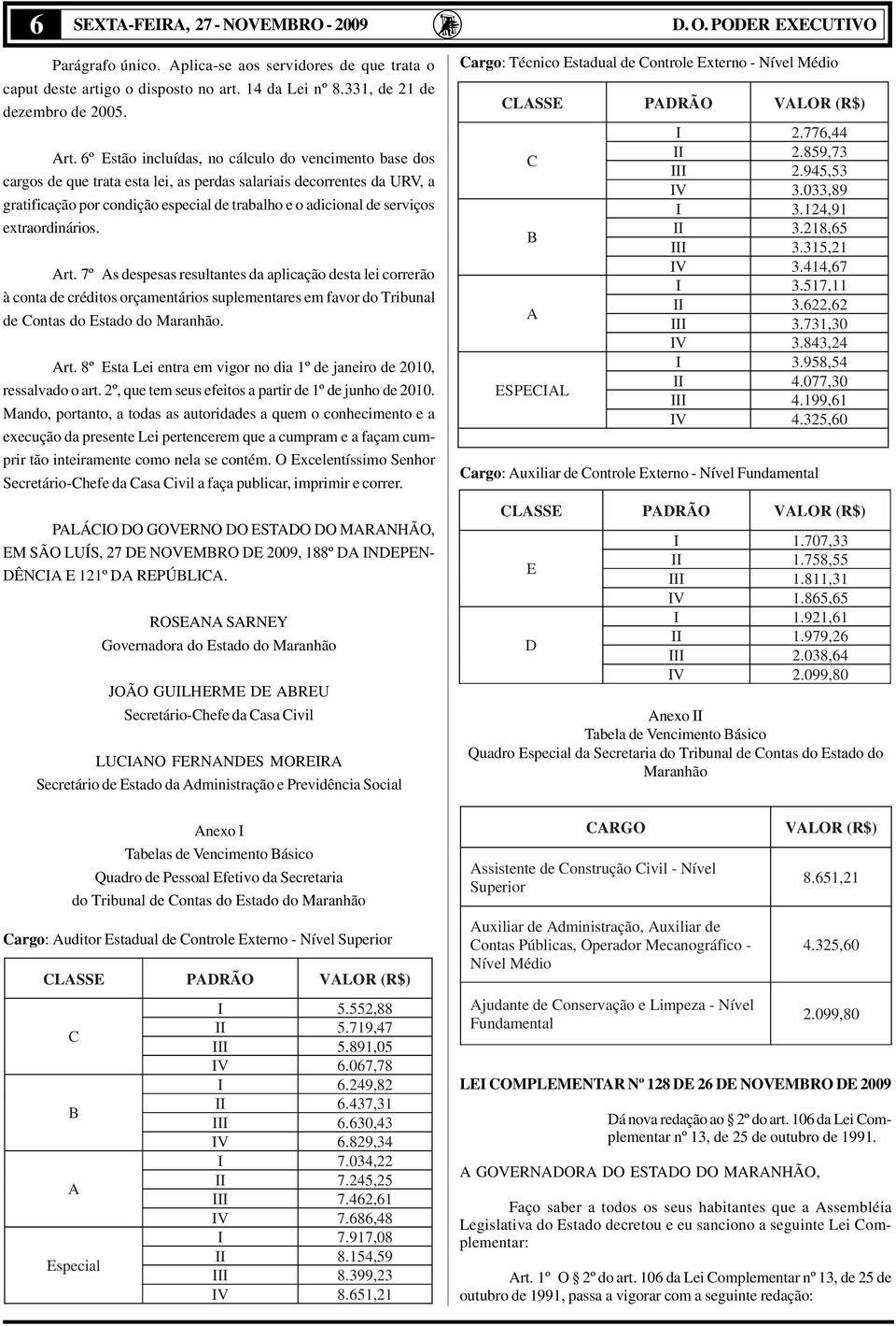 extraordinários. rt. 7º s despesas resultantes da aplicação desta lei correrão à conta de créditos orçamentários suplementares em favor do ribunal de Contas do stado do Maranhão. rt. 8º sta Lei entra em vigor no dia 1º de janeiro de 2010, ressalvado o art.