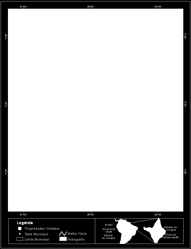 Durante a visita aos produtores foram coletadas as coordenadas geográficas (pontos de GPS) para