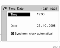 Prístroje a ovládacie prvky 103 Oblasti funkcií Systémové nastavenia Funkcie sa zobrazia v nasledujúcom poradí: Time, Date (Čas, dátum) Language (Jazyk) Units (Jednotky) Contrast (Kontrast) Day /