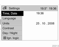 82 Prístroje a ovládacie prvky Hodiny Vo vozidlách s Graphic-Info-Display alebo Colour-Info-Display sa na displeji objaví varovné hlásenie ako upozornenie na námrazu na ceste.