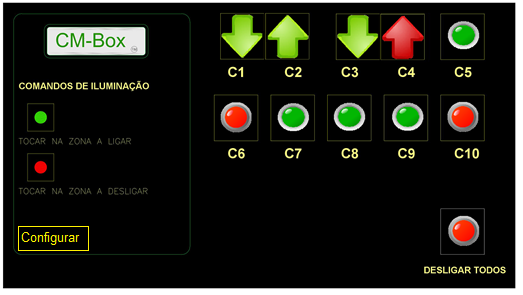 2 Comandos Num sistema controlado por uma ou várias CM-Box os interfaces de comando disponíveis para o utilizador são: O monitor CM-Touch/ Browser Os botões da própria instalação elétrica