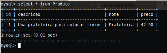 7 8 SessionFactory factory = configuration.buildsessionfactory(); 9 Session session = factory.opensession(); 10 11 // carrega o produto do banco de dados 12 Produto produto = (Produto) session.