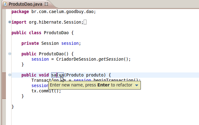 Digite salva como novo nome do método.